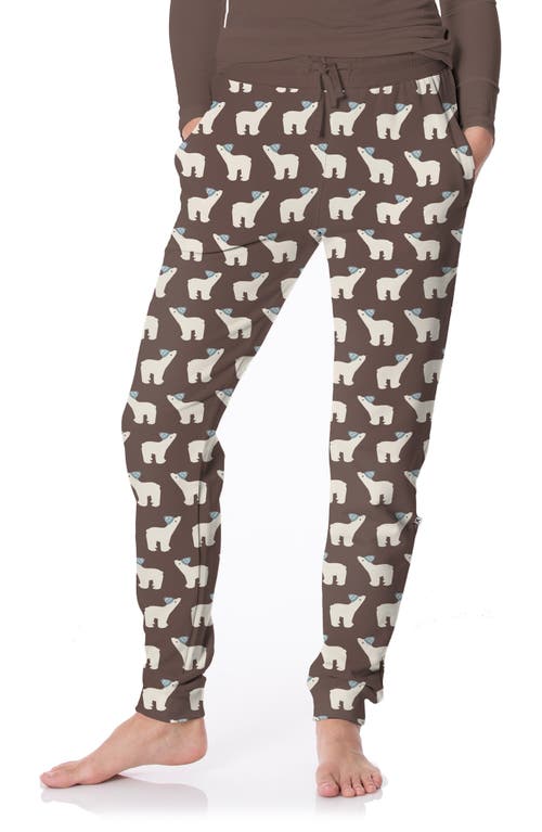 KicKee Pants Fleece Joggers in Coffee Polar Bears 