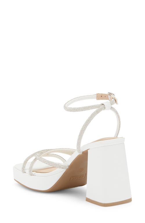 Top Guy Shoes Crystal Platform Sandal In White Pu