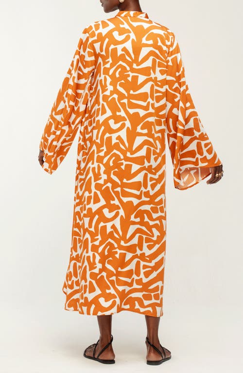 Shop Diarrablu Tali Rama Long Sleeve Satin Caftan In Orange