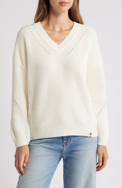 Shop Tommy Bahama Indigo Palms Cotton V-neck Sweater In Coconut