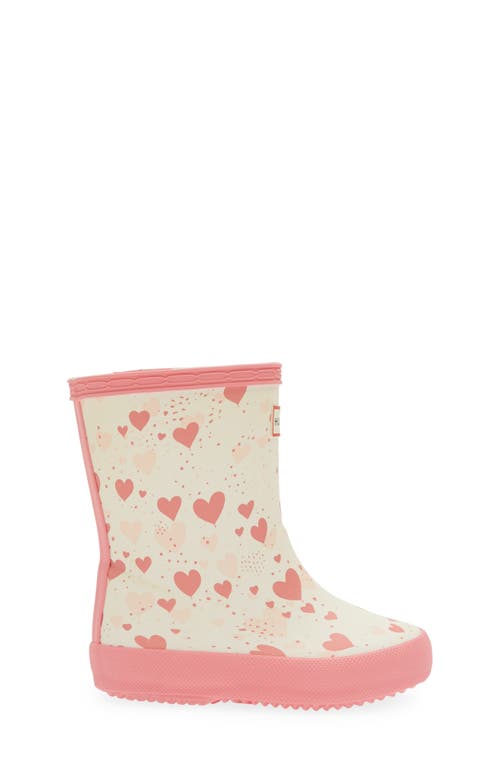 Shop Hunter Kids' First Classic Rain Boot In Cream Multi/dark Pink