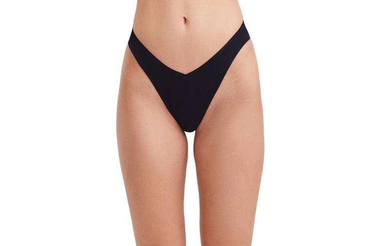 Shop Au Naturel By Gottex Solid High Leg V Cut Bikini Swim Bottom In Black