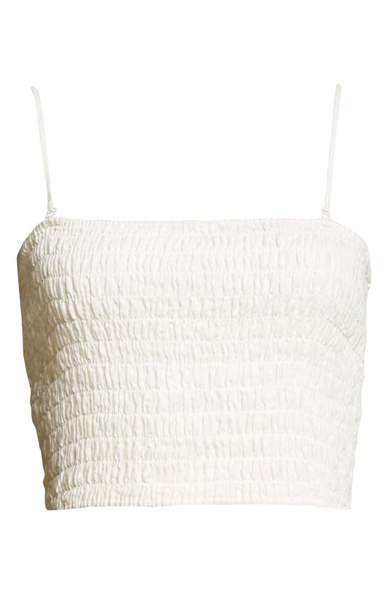 Atm Anthony Thomas Melillo Cropped Smocked Linen Top In Almond