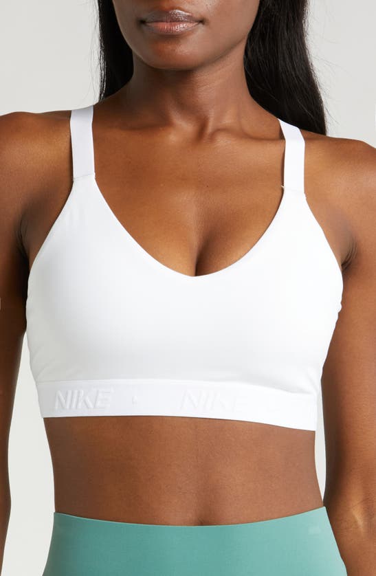 Shop Nike Indy Dri-fit Medium Support Sports Bra In White