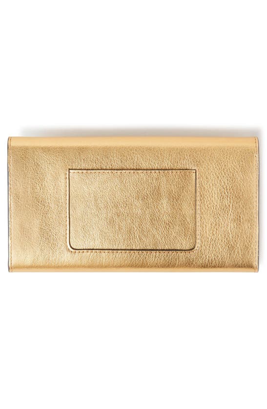 Shop Mulberry Darley Metallic Leather Wallet In Soft Gold Foil