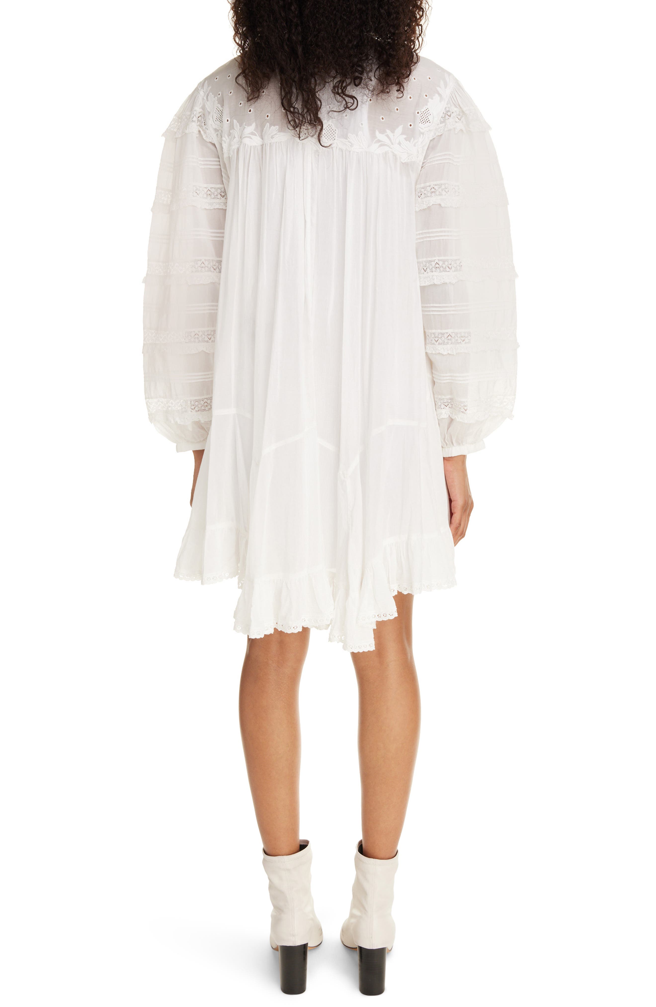Isabel Marant Gyliane Long Sleeve Lace Cotton & Silk Dress in White | Smart  Closet