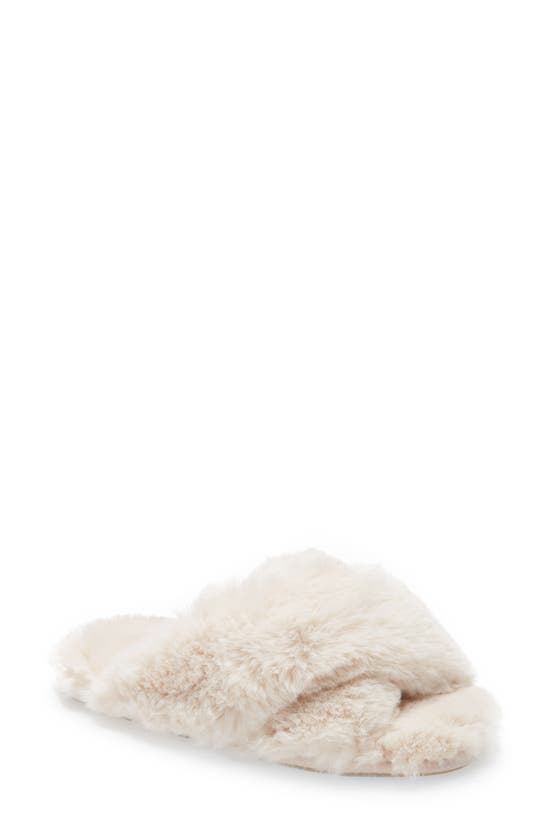 fur crossover slippers