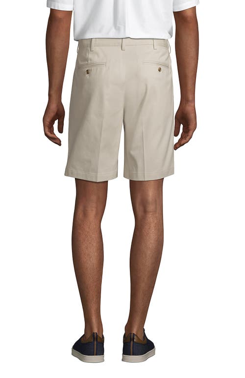 Shop Lands' End Comfort Waist Pleated 9" No Iron Chino Shorts In Light Stone