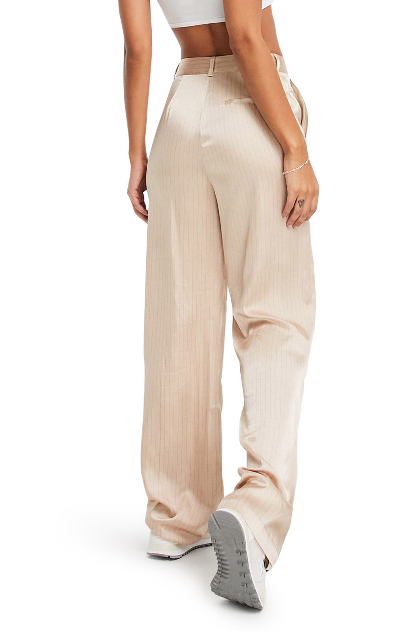 Topshop Pinstripe Satin Wide Leg 