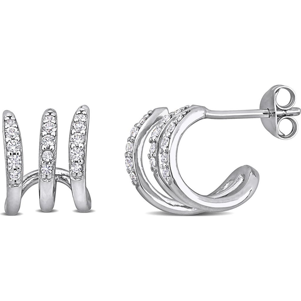 Delmar Lab-created White Sapphire Huggie Hoop Earrings In White