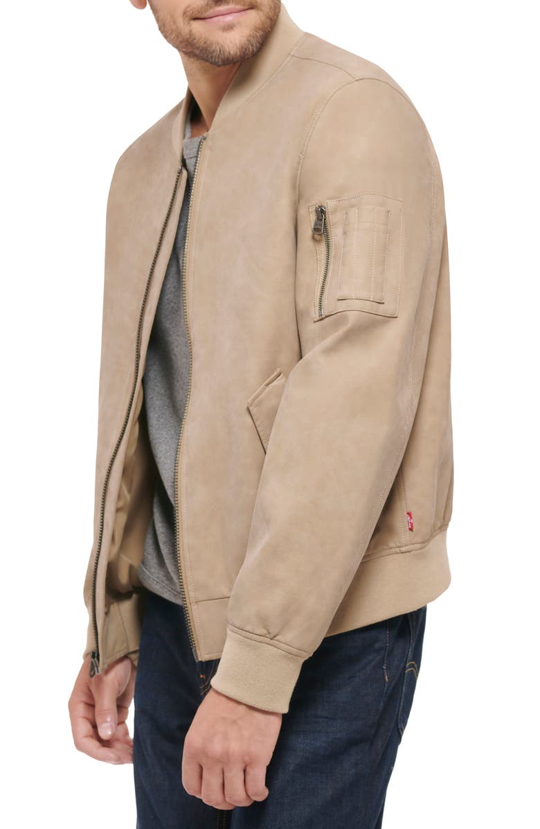 Levi's Varsity Faux Leather Bomber Jacket, Alternate, color, Sand