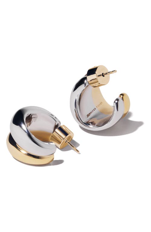 Shop Jennifer Fisher Chavez Micro Huggie Hoop Earrings In Two Tone