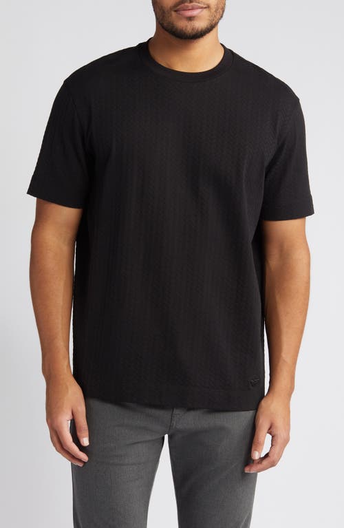 Emporio Armani Textured Chevron Cotton T-Shirt Black at Nordstrom,