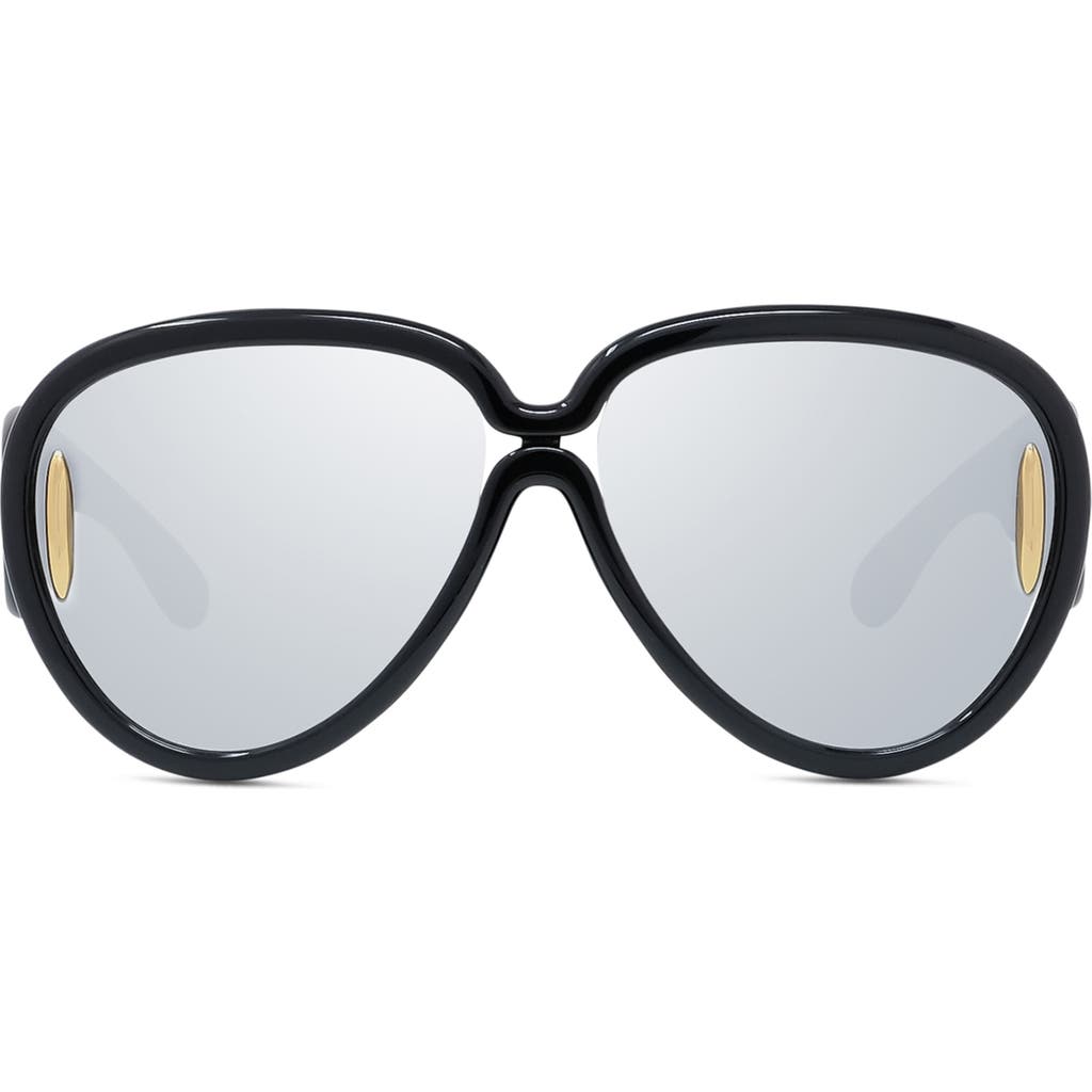 Loewe Anagram 65mm Oversized Pilot Mask Sunglasses In Black