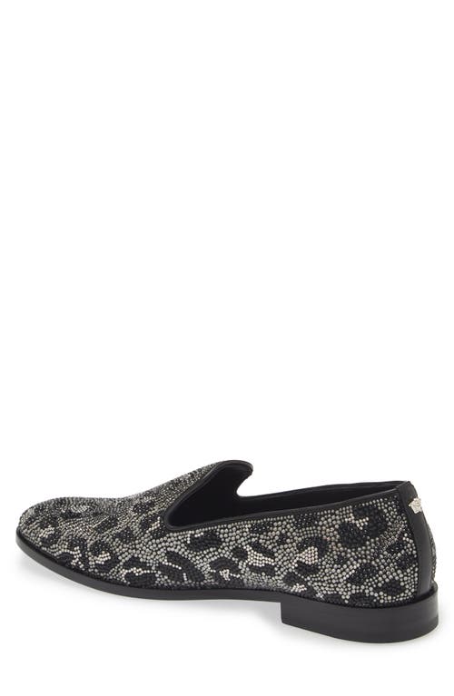 Shop Versace Leopard Spot Crystal Embellished Venetian Loafer In Black-palladium