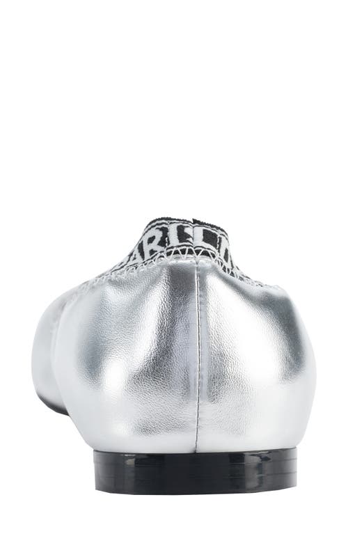 Karl Lagerfeld Paris Vinette Pointed Toe Flat In Silver