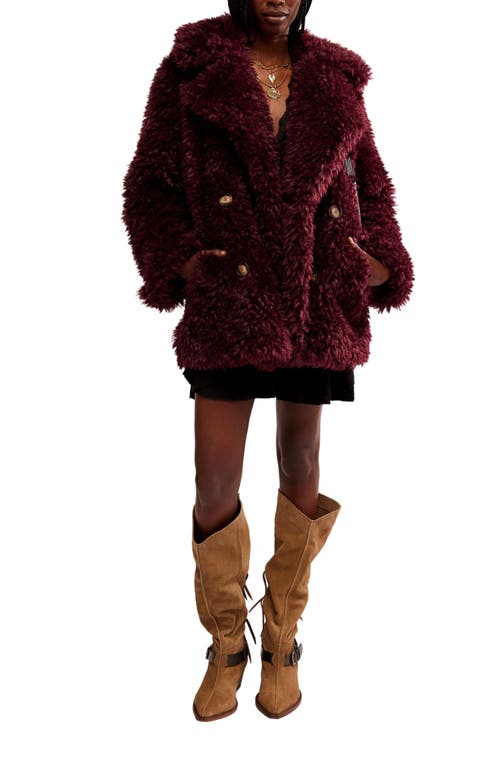 Shop Free People Sophie Faux Fur Peacoat In Vineyard Grape