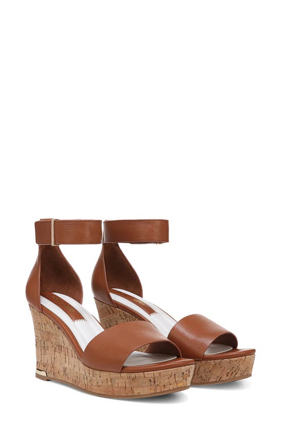 Franco Sarto Clemens Ankle Strap Platform Wedge Sandal In Cognac