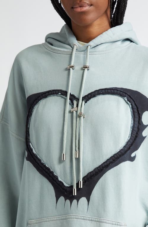 Shop Collina Strada Heart Drawstring Cotton Hoodie In Thunder Blue