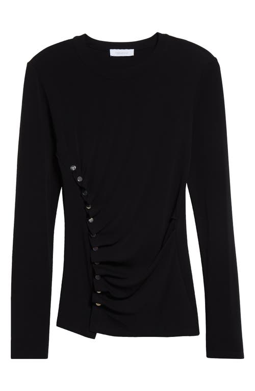 Shop Rabanne Drapé Pression Long Sleeve Top In Black