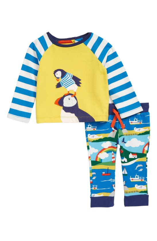 Mini Boden Babies' Print Jersey Applique T-shirt & Coastal Joggers Set In Multi Coastal Scene