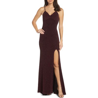 Sequin Hearts Metallic Knit Gown