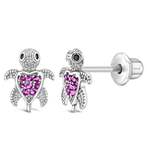 In Season Jewelry Cubic Zirconia Turtle Earrings In Hot Pink