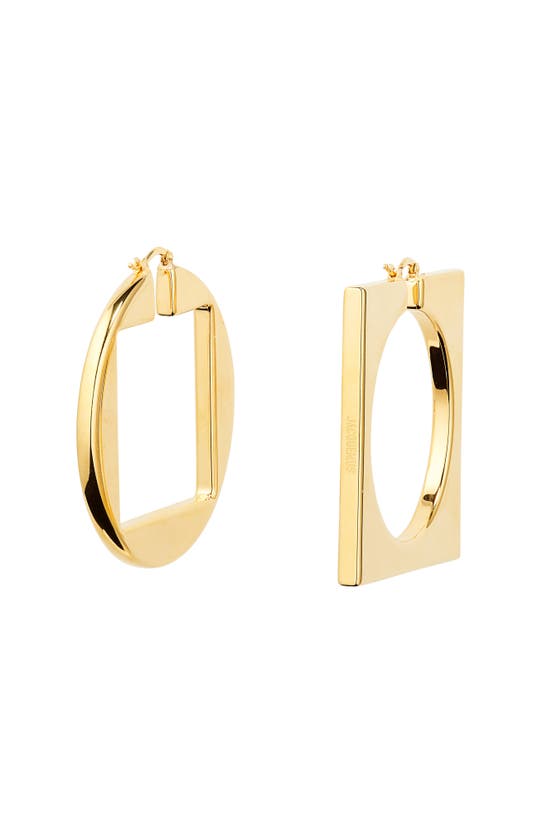 Shop Jacquemus Les Creoles Rond Carré Misamatched Earrings In Light Gold 270