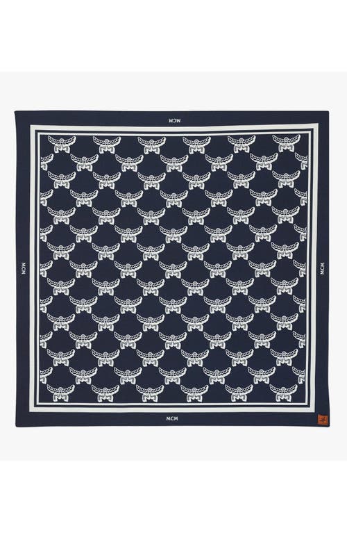 Mcm Lauretos Monogram Bandana Scarf In Navy