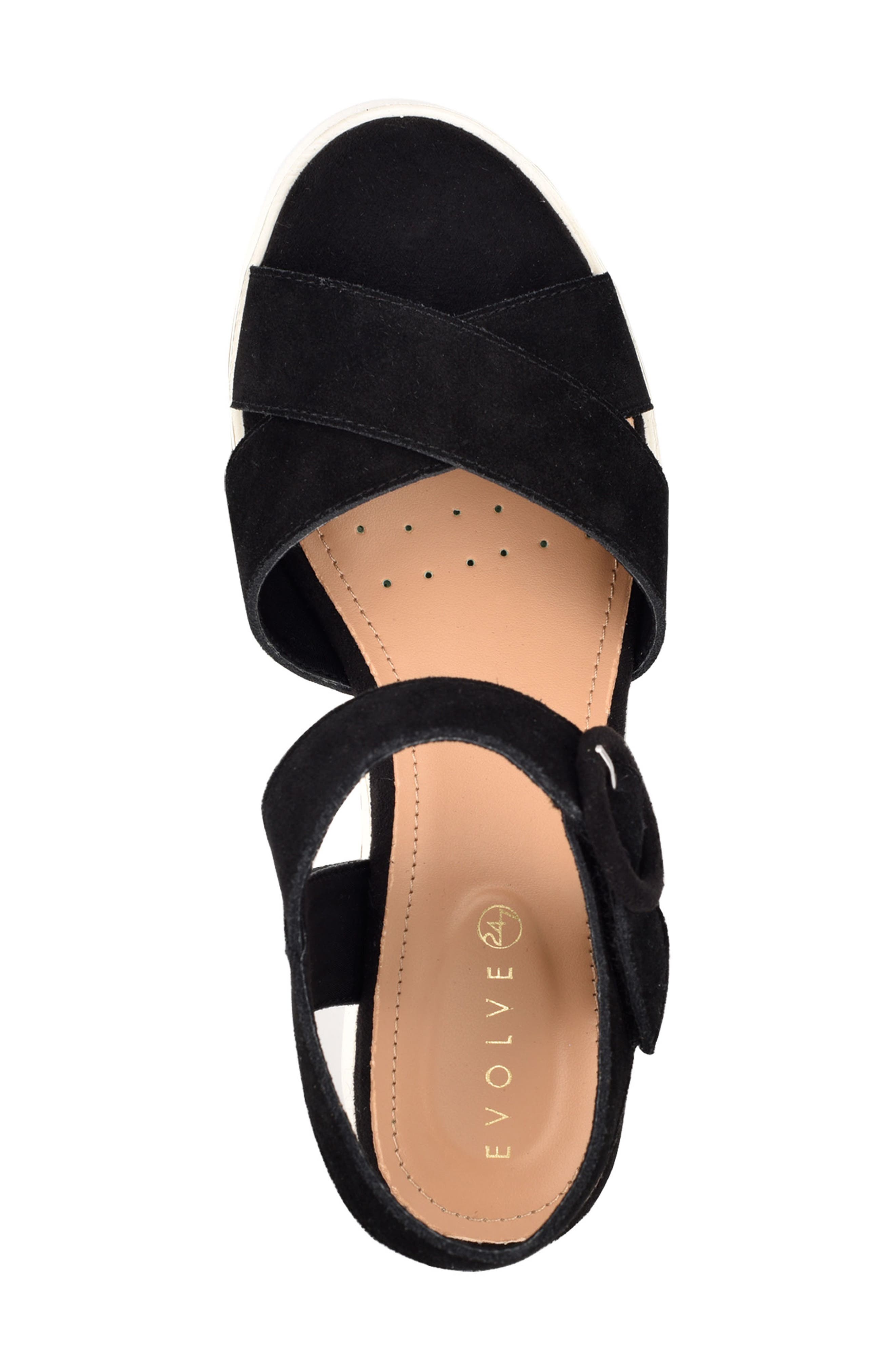 EVOLVE Zayne Wedge Sandal, Alternate, color, BLACK SUEDE