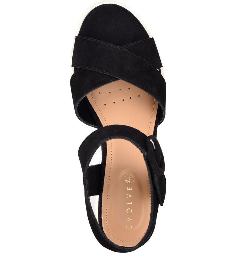 EVOLVE Zayne Wedge Sandal, Alternate, color, BLACK SUEDE