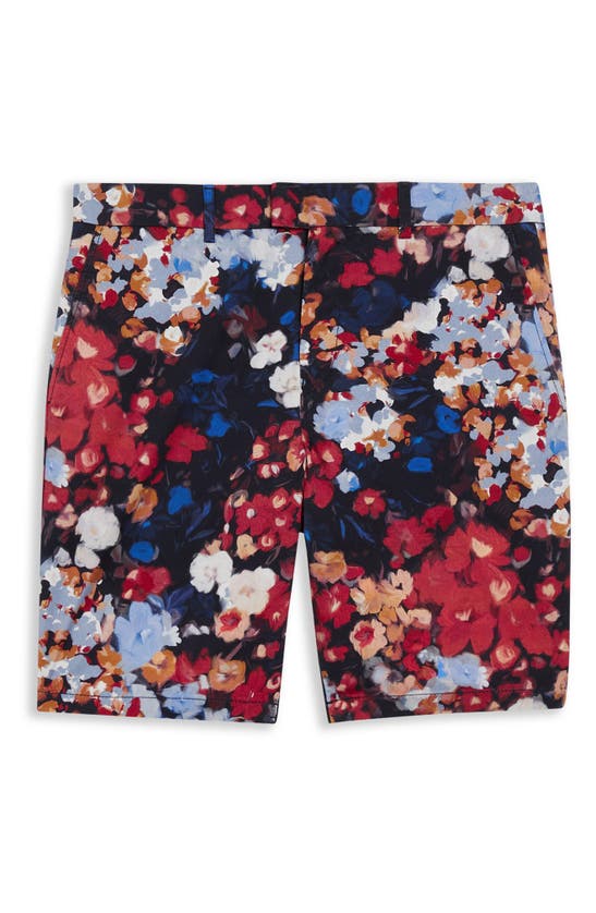 Shop Ted Baker Creevy Floral Flat Front Chino Shorts In Black Multicolor