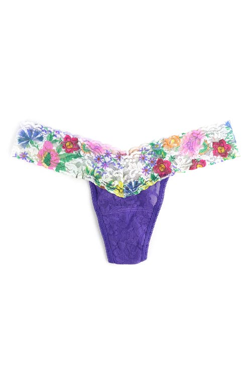 Shop Hanky Panky Signature Lace Low Rise Thong In Purple/wildflower