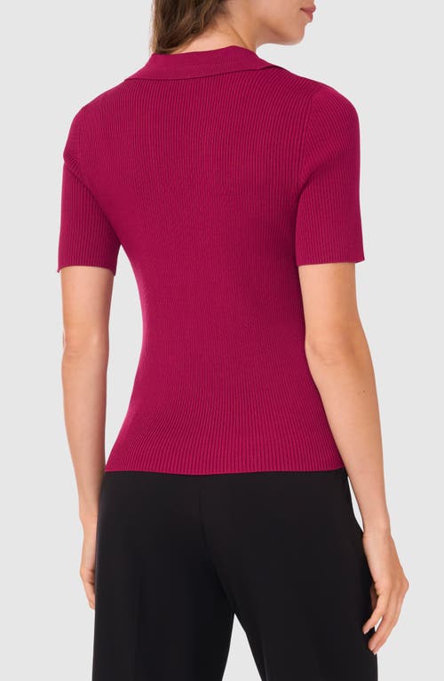 Shop Halogenr Halogen(r) Short Sleeve Rib Polo Sweater In Raspberry Purple