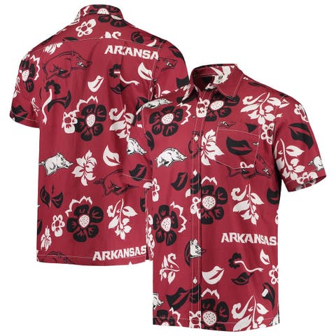 Men's Wes & Willy Scarlet Ohio State Buckeyes Floral Button-Up Shirt