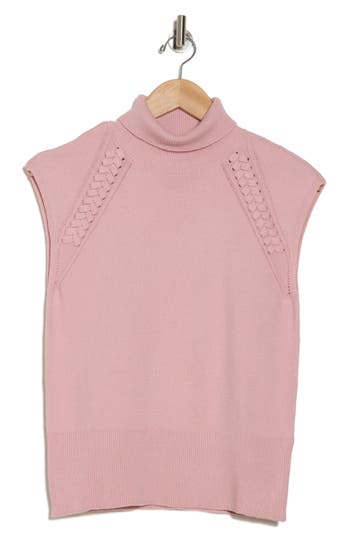 Ellen Tracy Mock Neck Sleeveless Sweater In Pale Mauve