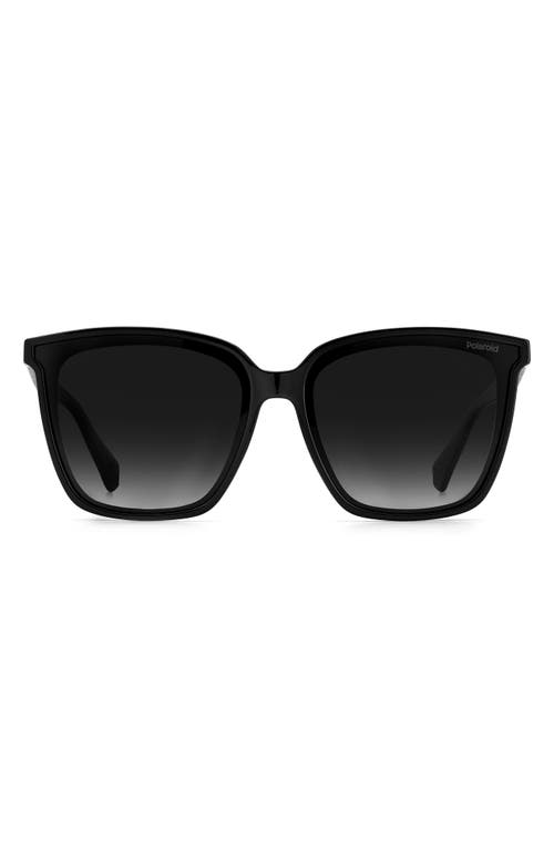 Polaroid 64mm Polarized Square Sunglasses In Black/gray Sf Pz