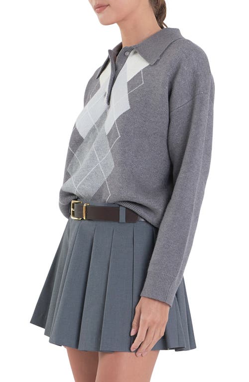 Shop English Factory Argyle Polo Sweater In Grey