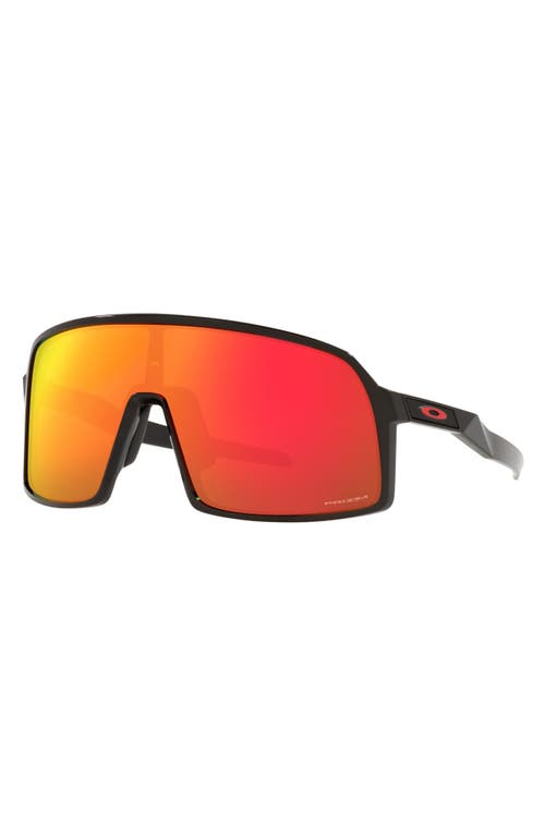 Shop Oakley Shield Sunglasses In Polished Black/prizm Ruby