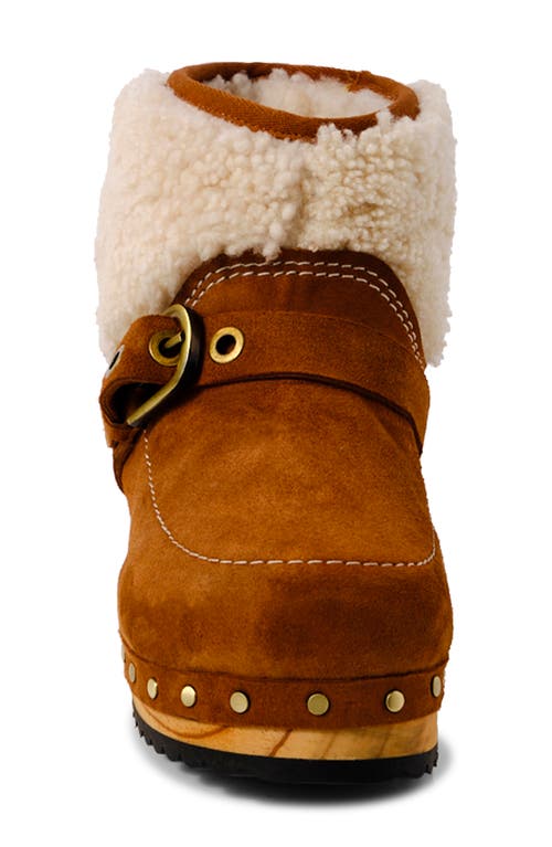 Free People Oak Faux Shearling Clog Bootie In Vintage Tan Suede