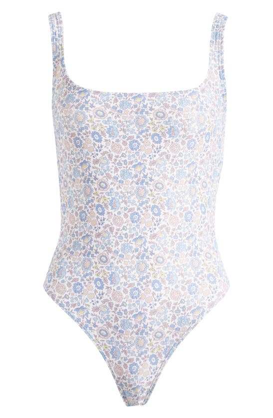 Shop Nu Swim X Liberty London Pistachio Floral Print One-piece Swimsuit In Blue Multi