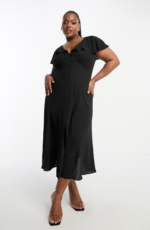 Curve Split Sleeve Midi Dress in Black