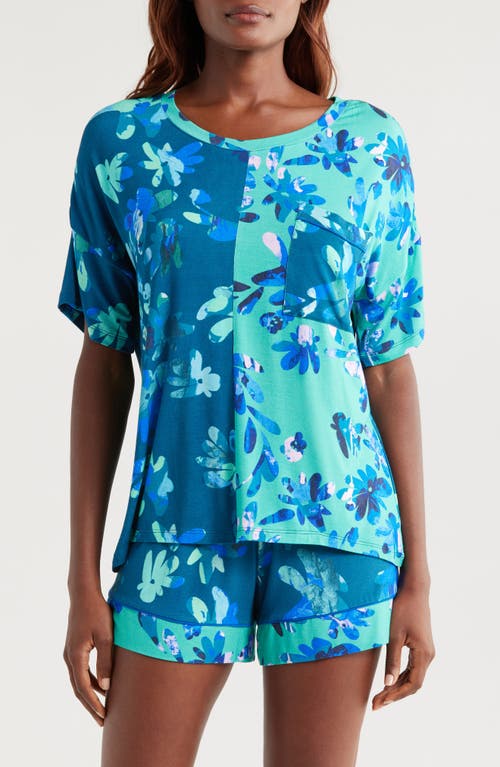 Alivia Alex Short Pajamas In Marble Floral Navy/jade