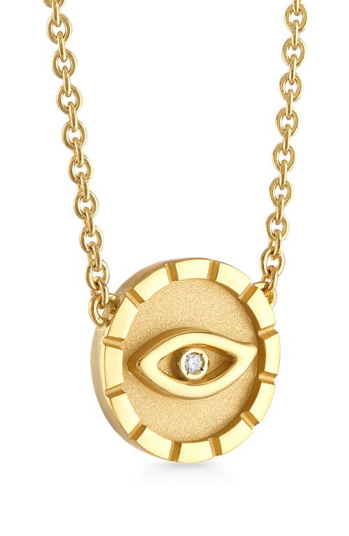 Protection Diamond Evil Eye Pendant Necklace in Gold