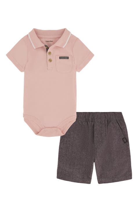Calvin Klein Baby Boy's 3-Piece Bodysuit, T-Shirt & Short Set