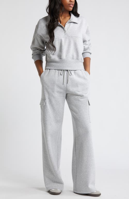 Bp. Elastic Waist Wide Leg Fleece Cargo Pants In Grey Soft Heather