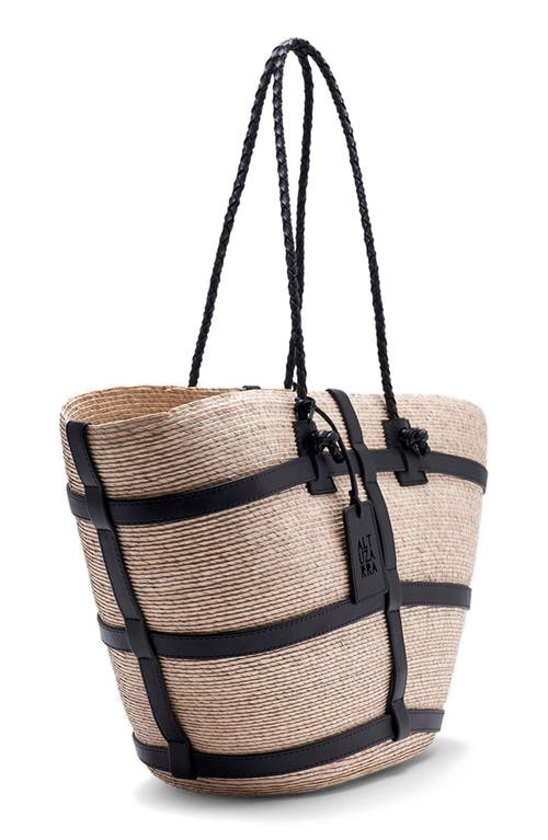 Shop Altuzarra Large Watermill Woven Palm Tote In Natural/black