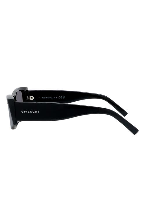 Shop Givenchy Gv Day 56mm Rectangular Sunglasses In Shiny Black/smoke