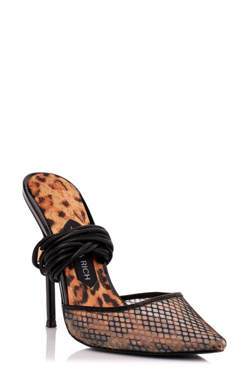 JESSICA RICH Ankle Tie Pointed Toe Pump in Leopard