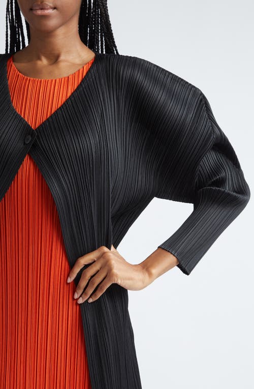 Shop Issey Miyake Pleats Please  Monthly Colors July Pleated Cardigan In Black